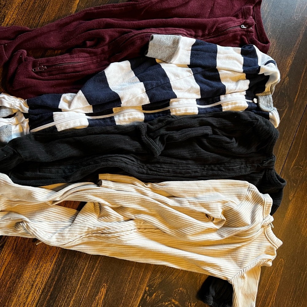 Kids Ribbed Pull-On Bottoms in Black and Cream